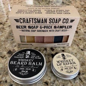Craftsman Soap Company Beer Soap 6-Pack Sampler & Whiskey Beard Balm & Lip Balm